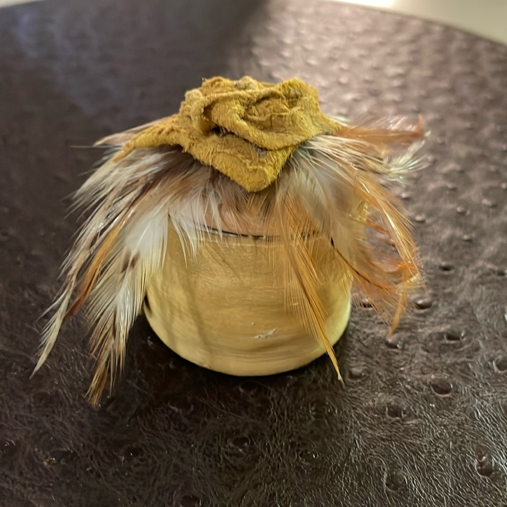 Leather and feather handmade box